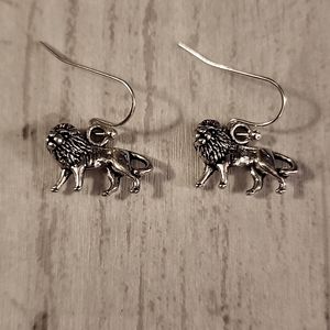 Lion Earrings Sterling Posts ER